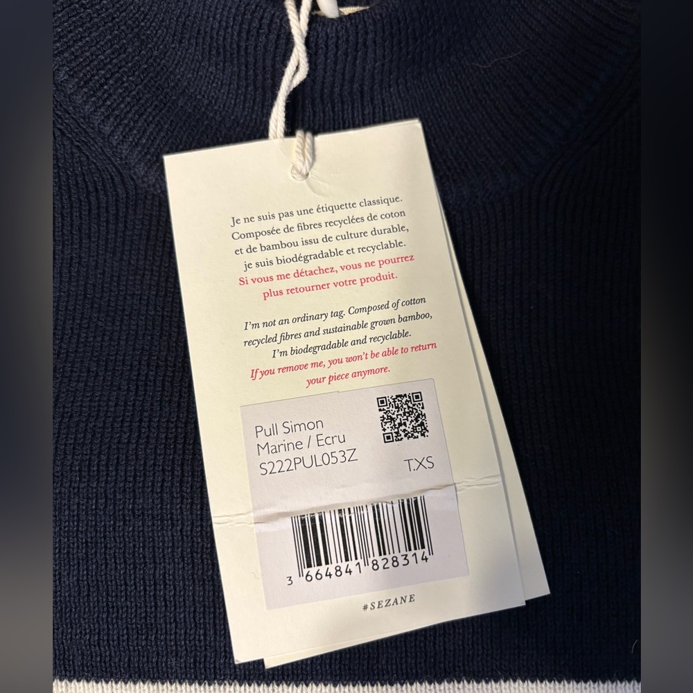 NWT Sezane Simon Jumper Navy Stripe - Picture 2 of 8
